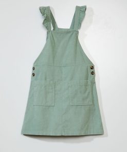 Robe salopette en velours - Vert