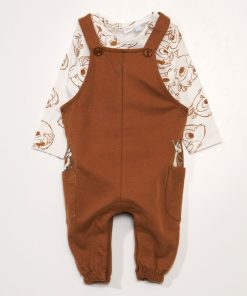 Ensemble 'DS' salopette + t-shirt - 2 pièces - marron