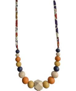 Collier d'allaitement ou de portage silicone et bois 'Automne' - Beige argile