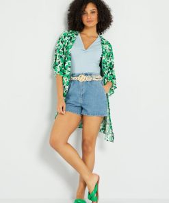 Kimono avec imprimé 'JDY' - Vert/bleu