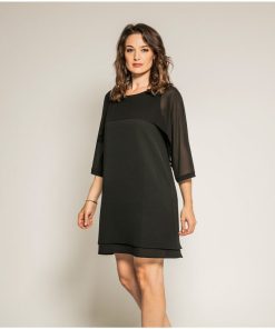 Robe courte bimatière IDALIE - Noir