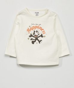 T-shirt manches longues 'Félix le chat' - Blanc