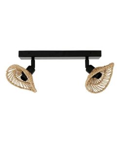 Applique rampe 2 spots orientables Ozana naturel - Noir