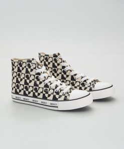 Baskets en toile montantes 'Mickey' - Beige/noir