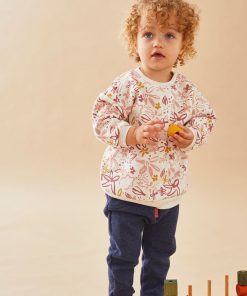 Set sweat fleuri + jogging, rose/bleu - Bleu