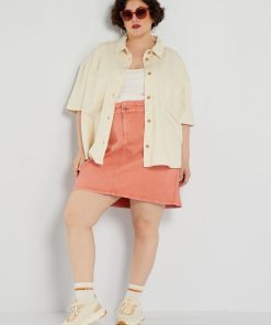 Jupe en jean courte - Rose corail