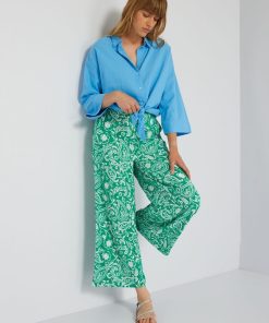 Pantalon large avec imprimés - Vert