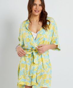 Peignoir d'intérieur avec imprimé - Jaune/bleu