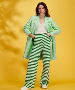 Pantalon flare/bootcut en maille crochet - Vert