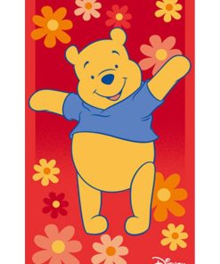Tapis enfant 50x80 WINNIE HAPPY Rouge lavable 30°C idéal pour Chambre - Rouge