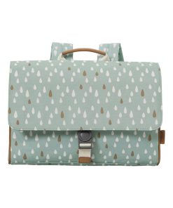 Cartable A4 maternelle gouttes bleu - Vert d'eau