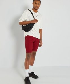 Bermuda chino droit - rouge bordeaux