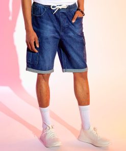 Bermuda en jean avec poches cargos - Brut