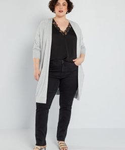 Gilet mi-long en maille - Gris