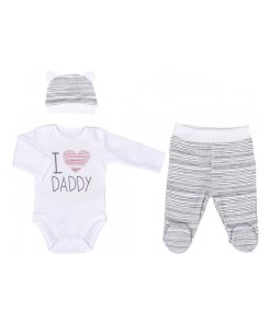 Ensemble Bébé 3 pièces, I LOVE DADDY - Blanc