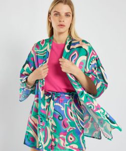 Veste kimono avec imprimé - Multicolore