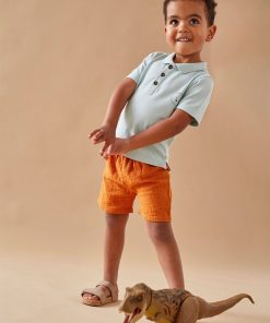 Set polo + short, aqua/caramel - Vert