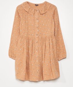 Robe col claudine et imprimé fleuri - Rose