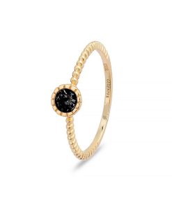 Bague naadim en argent 925 et zircon onyx plaqué or 18K - Noir