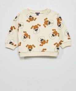 Sweat en molleton 'chiens' - Beige