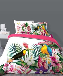 Parure Housse de couette + taie magnifique Toucan - Blanc
