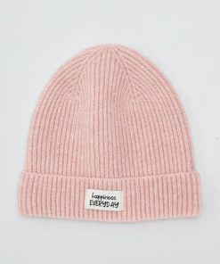 Bonnet en maille - Rose poudré