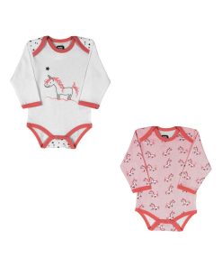 2 Bodies Fille, modèle Licorne bébé Trois Kilos Sept - Rose