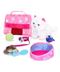Sophia's par Teamson Kids Chat en peluche avec porte-bébé et 8 accessoires interactifs pour poupées - N/A