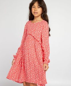 Robe fluide avec imprimé - Rouge