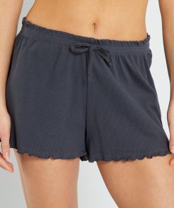 Short de pyjama en maille côtelée - bleu foncé grisé