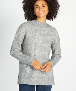 Pull en maille col montant - Gris