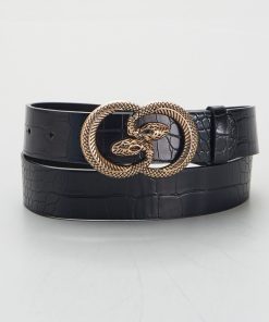 Ceinture effet 'croco' - Noir