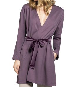 Kimono fin manches longues et ceinture satinée Essence - Violet