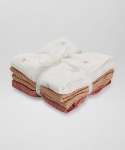 Lot de 3 langes en gaze de coton - Rose