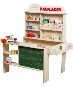 ROBA Marchande en Bois + Caisse Enregistreuse avec Microphone et Autres Accessoires - Naturel - N/A