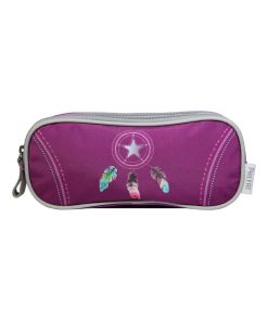BAGTROTTER Trousse scolaire 2 compartiments Phileas Attrape Rêve Plumes Violette - Violet