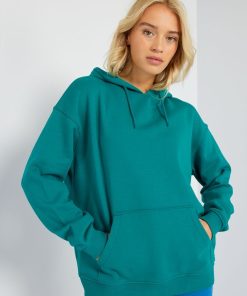 Sweat à capuche en molleton uni - Vert