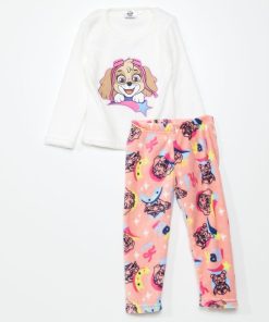 Ensemble polaire pyjama 'Pat 'Patrouille' - 2 pièces - blanc/rose