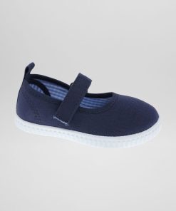 Ballerines fermées en toile - Bleu