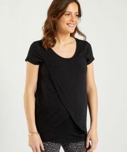 T-shirt d'allaitement à col rond - noir