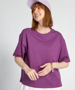 T-shirt en maille jersey - prune