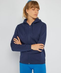 Sweat zippé à capuche - bleu noir