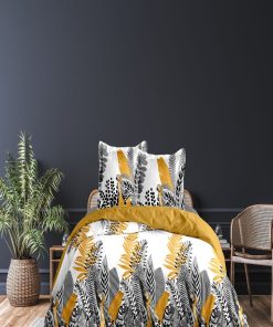 TROPICAL LUXE GRIS OCRE HC 260x240 PLACEE + 2 TAIES PLACEES - Gris clair
