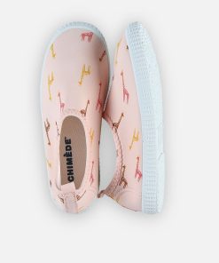 Chaussons de bain imprimés girafes, - Rose