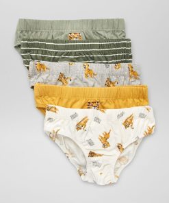 Lot de 5 slips en coton - Blanc/jaune/vert