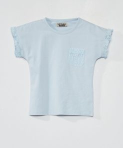 Tee-shirt avec dentelle - Bleu