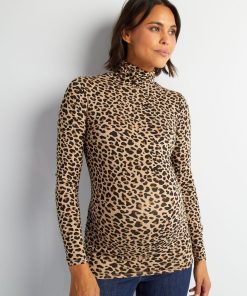 T-shirt grossesse col montant - Beige