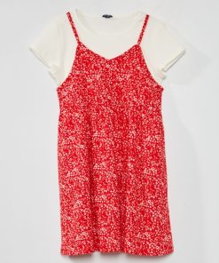 Ensemble robe + t-shirt + chouchou - 3 pièces - Rouge