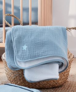 Couverture en gaze de coton - bleu