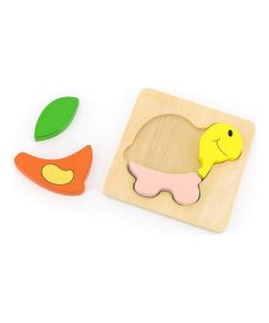 Puzzle à encastrement 4 pièces en bois : Tortue - N/A